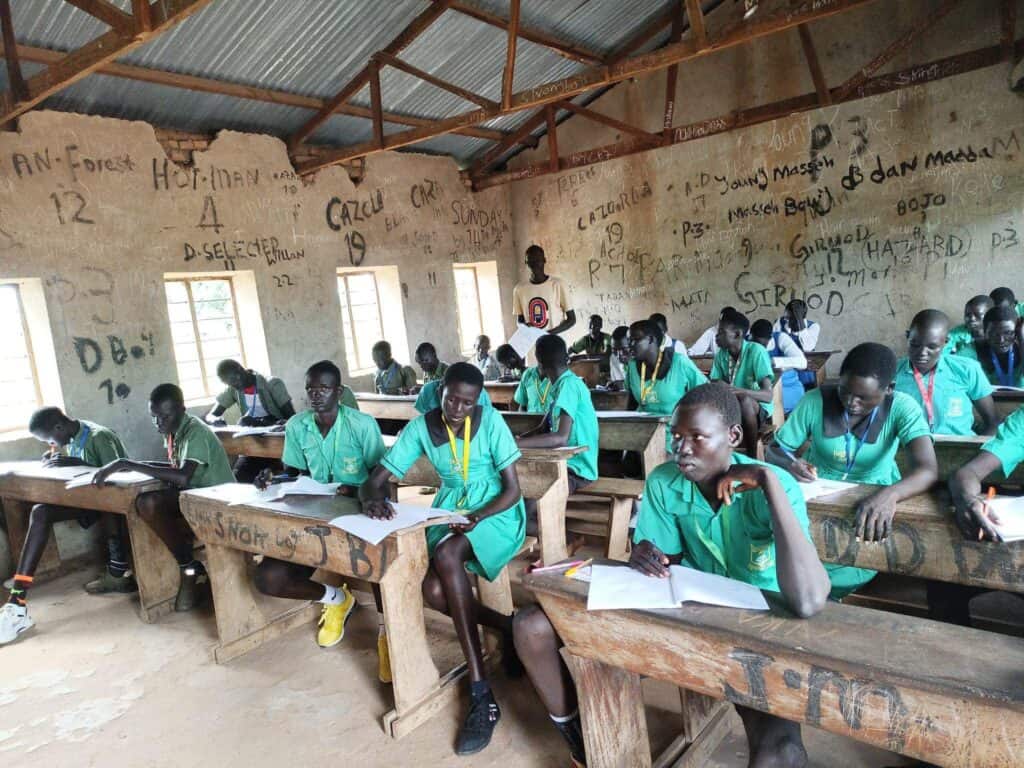 Majok-Chedhiop primary eight students sitting for the Certificate of Primary Education.